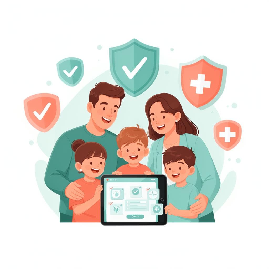 Familj med vaccinationsschema